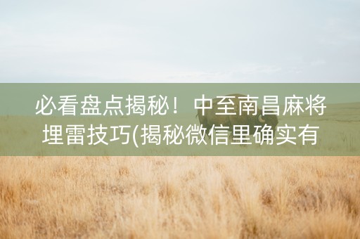 必看盘点揭秘！中至南昌麻将埋雷技巧(揭秘微信里确实有猫腻)