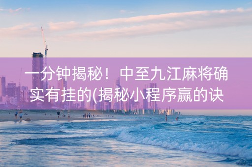 一分钟揭秘！中至九江麻将确实有挂的(揭秘小程序赢的诀窍)