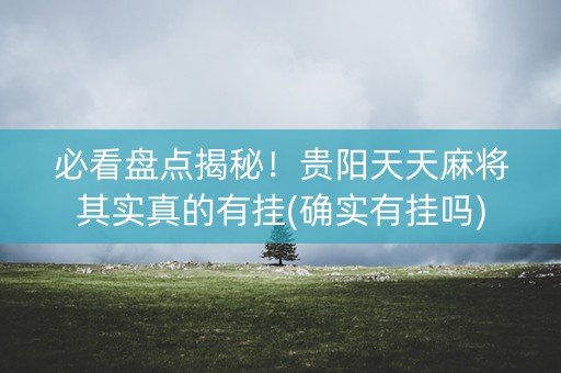 必看盘点揭秘！贵阳天天麻将其实真的有挂(确实有挂吗)