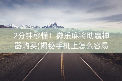 2分钟秒懂！微乐麻将助赢神器购买(揭秘手机上怎么容易赢)