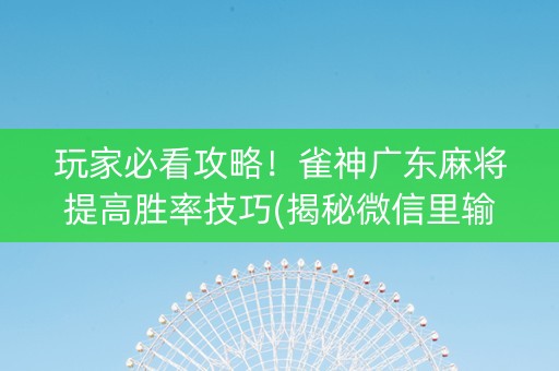 玩家必看攻略！雀神广东麻将提高胜率技巧(揭秘微信里输赢技巧)
