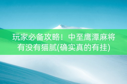 玩家必备攻略！中至鹰潭麻将有没有猫腻(确实真的有挂)
