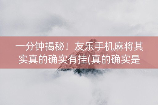 一分钟揭秘！友乐手机麻将其实真的确实有挂(真的确实是有挂)