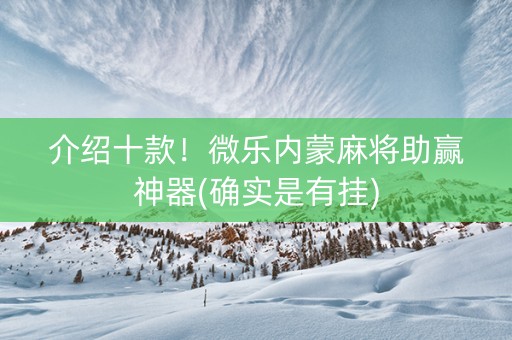 介绍十款！微乐内蒙麻将助赢神器(确实是有挂)