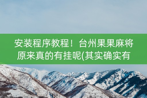 安装程序教程！台州果果麻将原来真的有挂呢(其实确实有挂)