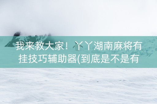 我来教大家！丫丫湖南麻将有挂技巧辅助器(到底是不是有挂)