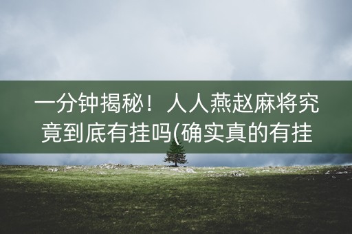 一分钟揭秘！人人燕赵麻将究竟到底有挂吗(确实真的有挂)
