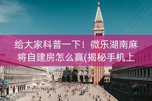 给大家科普一下！微乐湖南麻将自建房怎么赢(揭秘手机上必备神器)