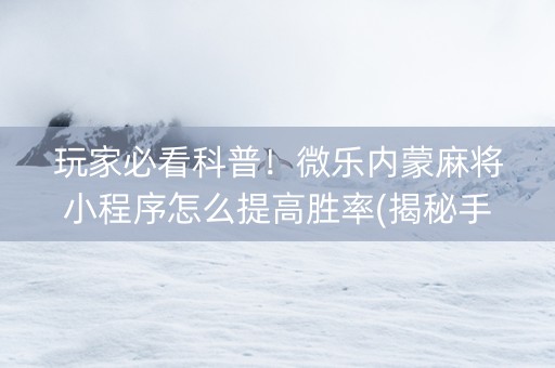 玩家必看科普！微乐内蒙麻将小程序怎么提高胜率(揭秘手机上输赢规律)