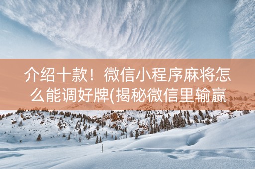 介绍十款！微信小程序麻将怎么能调好牌(揭秘微信里输赢规律)
