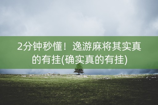 2分钟秒懂！逸游麻将其实真的有挂(确实真的有挂)