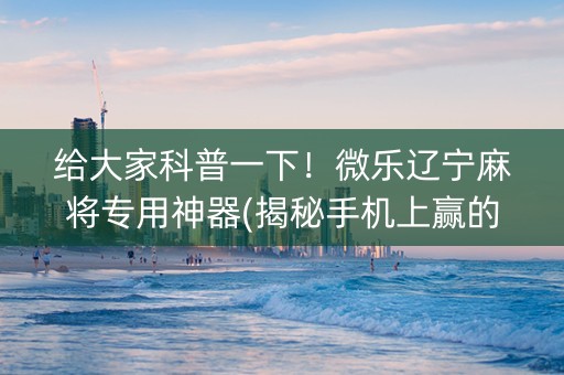 给大家科普一下！微乐辽宁麻将专用神器(揭秘手机上赢的诀窍)