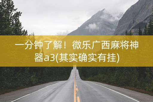 一分钟了解！微乐广西麻将神器a3(其实确实有挂)