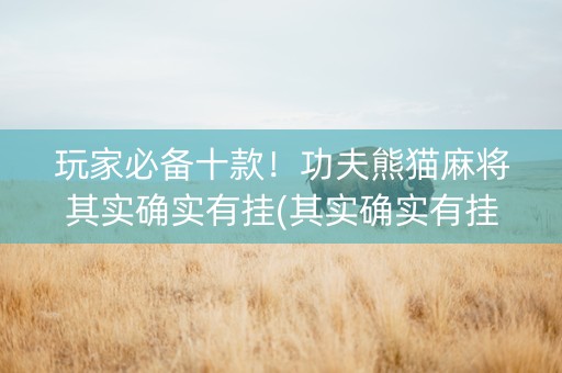 玩家必备十款！功夫熊猫麻将其实确实有挂(其实确实有挂)