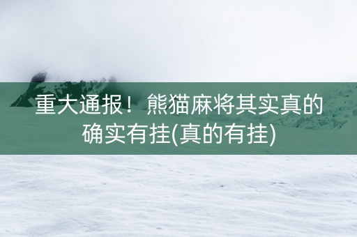 重大通报！熊猫麻将其实真的确实有挂(真的有挂)