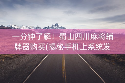 一分钟了解！蜀山四川麻将辅牌器购买(揭秘手机上系统发好牌)