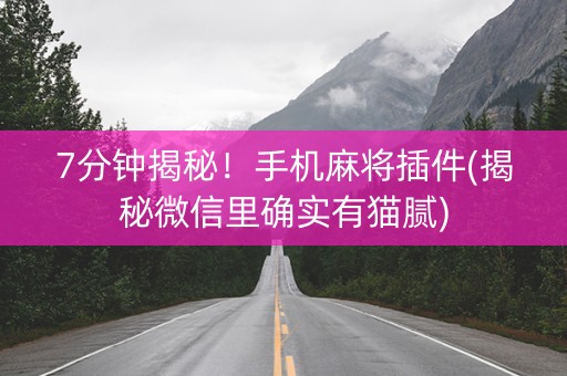 7分钟揭秘！手机麻将插件(揭秘微信里确实有猫腻)