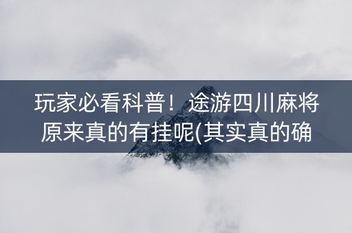 玩家必看科普！途游四川麻将原来真的有挂呢(其实真的确实有挂)