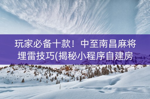 玩家必备十款！中至南昌麻将埋雷技巧(揭秘小程序自建房怎么赢)
