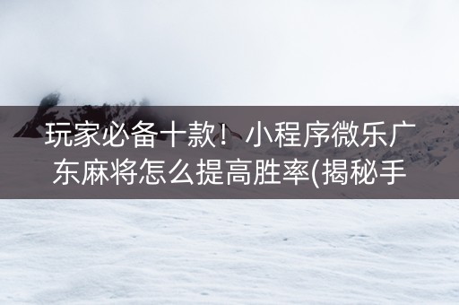 玩家必备十款！小程序微乐广东麻将怎么提高胜率(揭秘手机上系统发好牌)