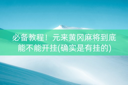 必备教程！元来黄冈麻将到底能不能开挂(确实是有挂的)