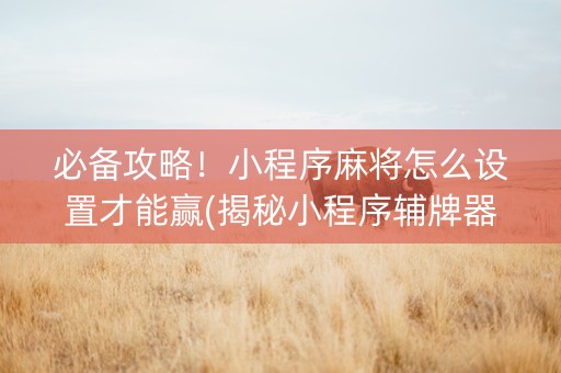 必备攻略！小程序麻将怎么设置才能赢(揭秘小程序辅牌器)