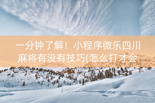 一分钟了解！小程序微乐四川麻将有没有技巧(怎么打才会赢)