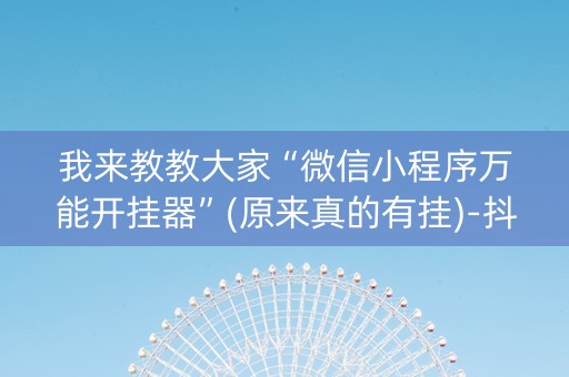 我来教教大家“微信小程序万能开挂器”(原来真的有挂)-抖音
