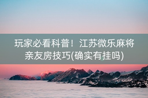玩家必看科普！江苏微乐麻将亲友房技巧(确实有挂吗)