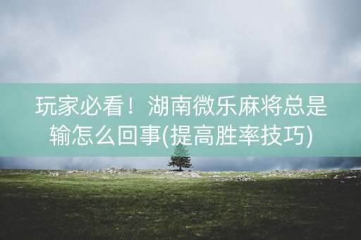 玩家必看！湖南微乐麻将总是输怎么回事(提高胜率技巧)