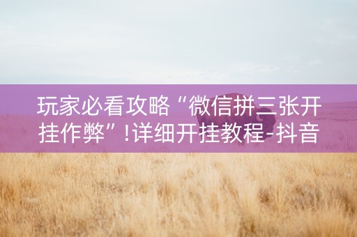 玩家必看攻略“微信拼三张开挂作弊”!详细开挂教程-抖音