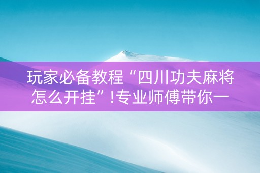 玩家必备教程“四川功夫麻将怎么开挂”!专业师傅带你一起了解（详细教程）-抖音