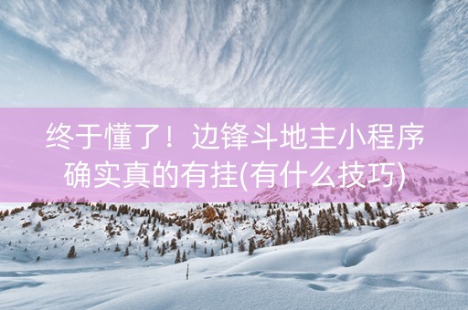 终于懂了！边锋斗地主小程序确实真的有挂(有什么技巧)