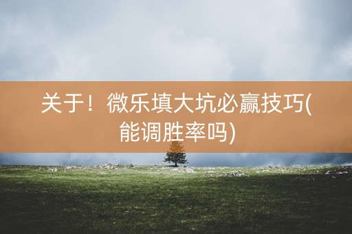 关于！微乐填大坑必赢技巧(能调胜率吗)
