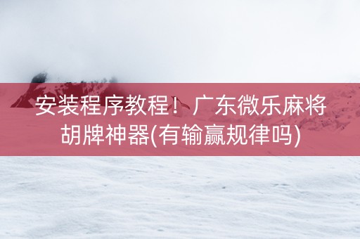 安装程序教程！广东微乐麻将胡牌神器(有输赢规律吗)
