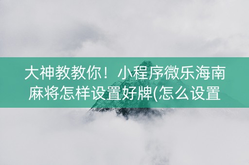大神教教你！小程序微乐海南麻将怎样设置好牌(怎么设置胡牌)