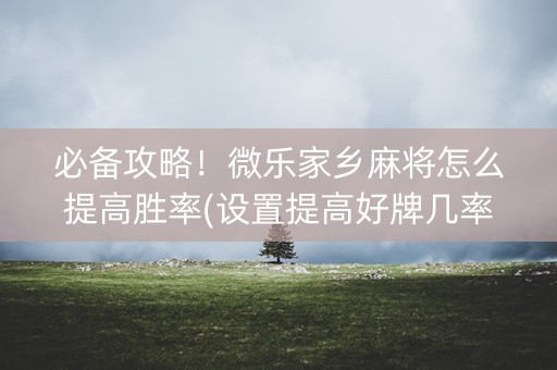 必备攻略！微乐家乡麻将怎么提高胜率(设置提高好牌几率)