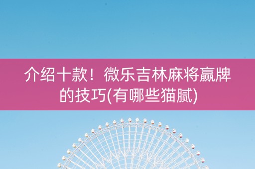 介绍十款！微乐吉林麻将赢牌的技巧(有哪些猫腻)