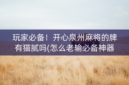 玩家必备！开心泉州麻将的牌有猫腻吗(怎么老输必备神器)