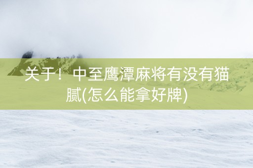 关于！中至鹰潭麻将有没有猫腻(怎么能拿好牌)