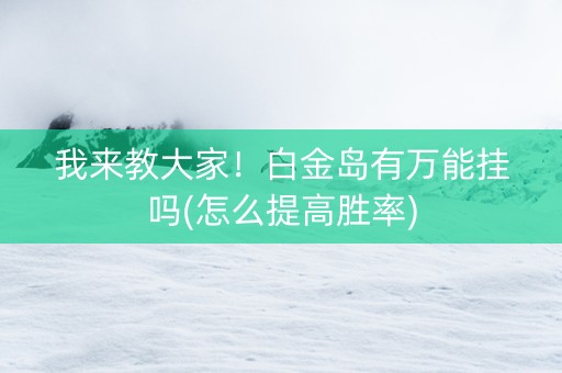 我来教大家！白金岛有万能挂吗(怎么提高胜率)