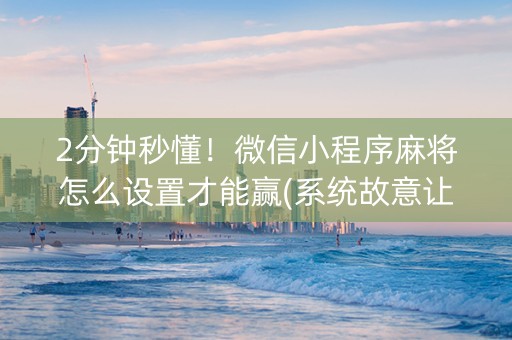 2分钟秒懂！微信小程序麻将怎么设置才能赢(系统故意让你输)