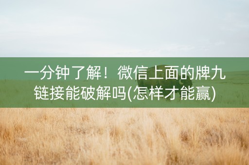 一分钟了解！微信上面的牌九链接能破解吗(怎样才能赢)