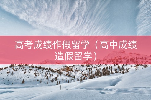 高考成绩作假留学（高中成绩造假留学）