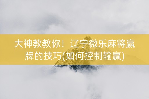大神教教你！辽宁微乐麻将赢牌的技巧(如何控制输赢)