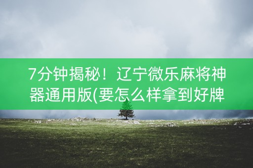 7分钟揭秘！辽宁微乐麻将神器通用版(要怎么样拿到好牌)