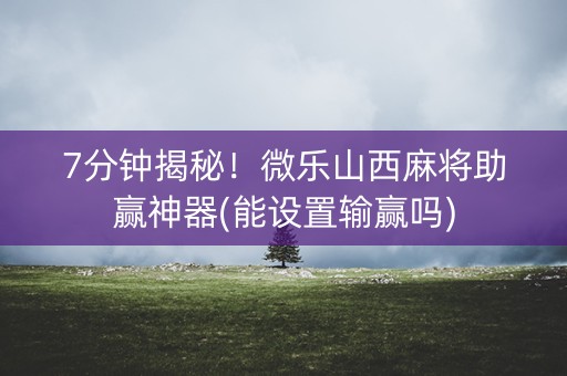7分钟揭秘！微乐山西麻将助赢神器(能设置输赢吗)