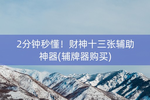 2分钟秒懂！财神十三张辅助神器(辅牌器购买)