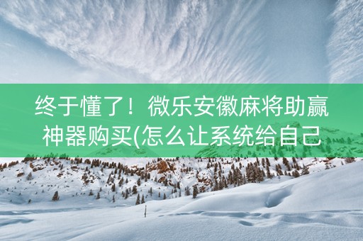 终于懂了！微乐安徽麻将助赢神器购买(怎么让系统给自己好牌)