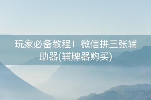 玩家必备教程！微信拼三张辅助器(辅牌器购买)